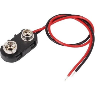 T Type 9V Battery Clips Connector Buckle With 15CM Black And Red Cable - 1