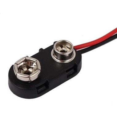 T Type 9V Battery Clips Connector Buckle With 15CM Black And Red Cable - 2