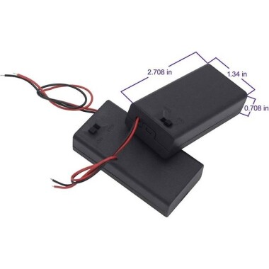 Transparent 2x AA Battery Holder Box With Cable Switch And Cover - 2