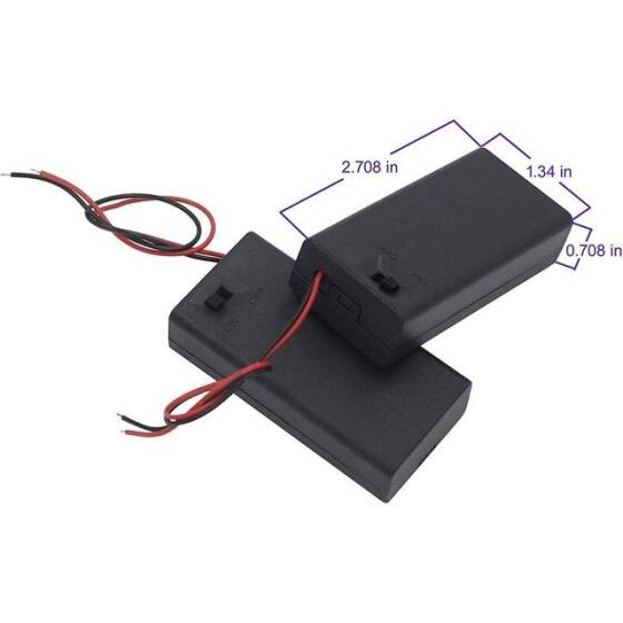 Transparent 2x AA Battery Holder Box With Cable Switch And Cover - 2