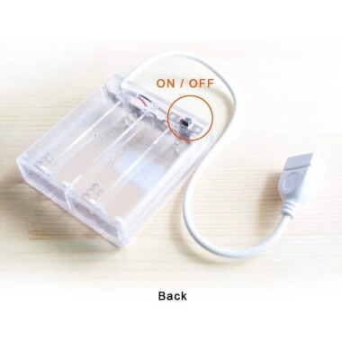 Transparent 3x AA Battery Holder Box With Cable Switch And Cover - 3