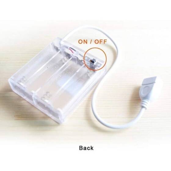Transparent 3x AA Battery Holder Box With Cable Switch And Cover - 3