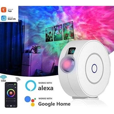 Tuya Smart Star Projector WiFi Laser Starry Sky Waving Night Light Led Colorful APP Wireless Control Alexa Google Home UK Plug - 2