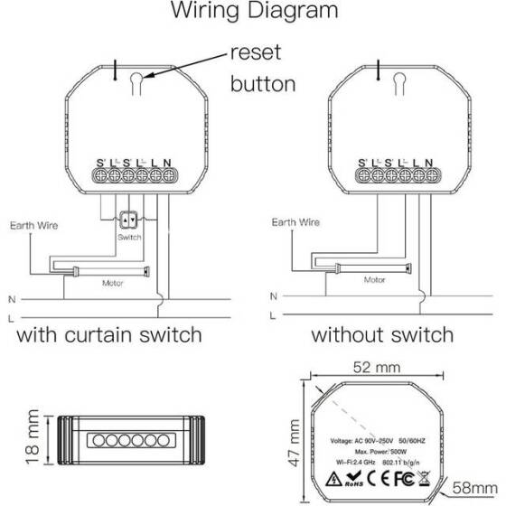 Tuya Smart Wifi Curtain Switch 90-250V For Alexa Original Packing - 3