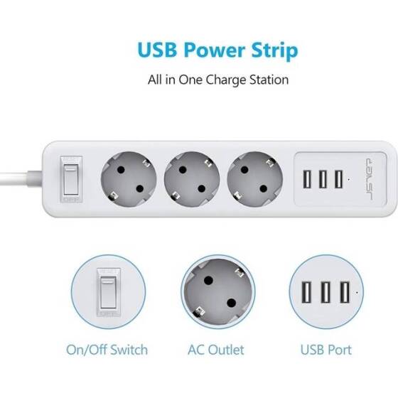Tuya Smart Wifi Intelligent Power Strip 4 Usb AC Plug 13A 1.8M For Alexa Google Home UK Plug - 2