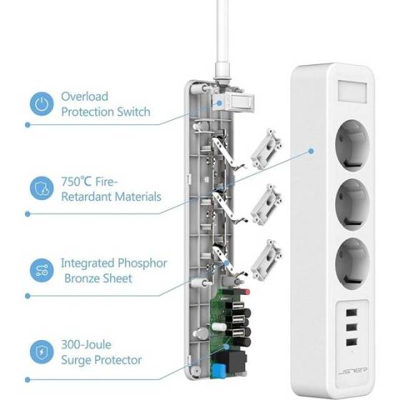 Tuya Smart Wifi Intelligent Power Strip 4 Usb AC Plug 13A 1.8M For Alexa Google Home UK Plug - 4