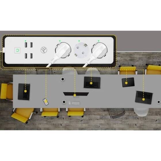 Tuya Wifi Smart Power Strip 4 Usb 4 AC Plug 10A 1.8M For Alexa Google Home French Plug - 4