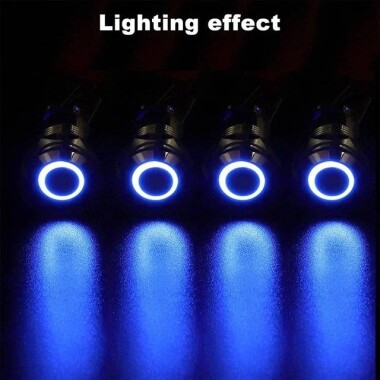Ultra-Short Flat Head 12mm 12--24V Waterproof Momentary Self-Resert Ultra-Thin Touch Metal Push Button With Red Led Light - 3