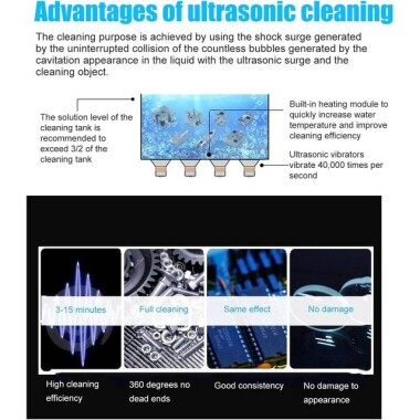 Stainless Steel Ultrasonic Cleaning Machine PS-08A 1.3L 40KHz 60W US Plug 110V - 6