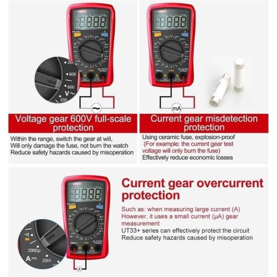 UNI-T UT33A+ 2MF Capacitance Test Function Automatic Range Digital Multimeter With Battery - 3