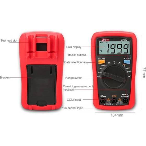 UNI-T UT33A+ 2MF Capacitance Test Function Automatic Range Digital Multimeter With Battery - 5