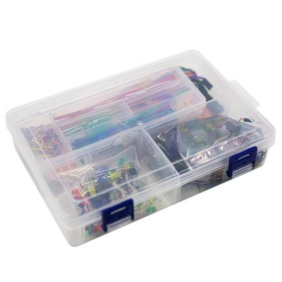 Upgrade Electronics Fun Kit Power Supply Module Jumper Wire Precision Potentiometer 830 Tie-Points Breadboard Plastic Case - 1