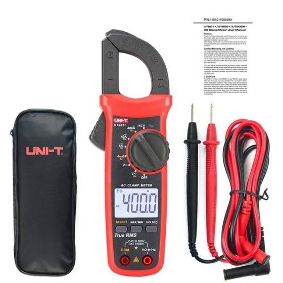 UT201 LCD Digital Clamp Multimeter Ohm DMM DC AC Current Voltmeter With Battery - 1