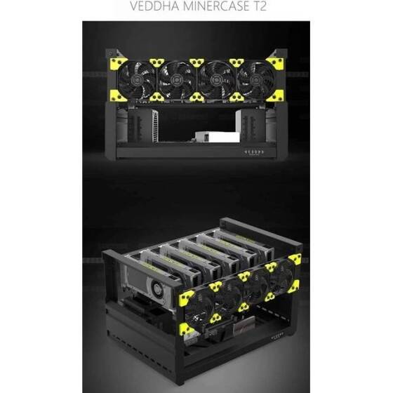 VEDDHA MINERCASE V4C 6GPU Aluminum Alloy Frame With 5 Fans Size: 640X350X380mm - 5