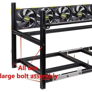 VEDDHA MINERCASE V4C 8-12GPU Aluminum Alloy Stackable Frame With 7 Fans Size: 880X360X380mm - 4