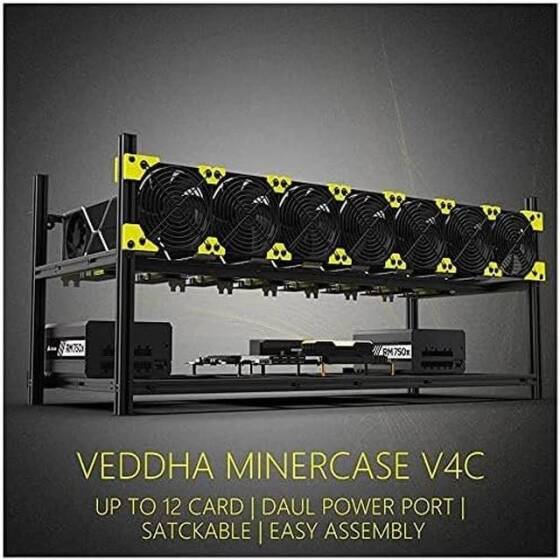 VEDDHA MINERCASE V4C 8-12GPU Aluminum Alloy Stackable Frame+7Fans+3080/3090 Dedicated Extension Transfer Card x8 Size: 880X360X380mm - 2