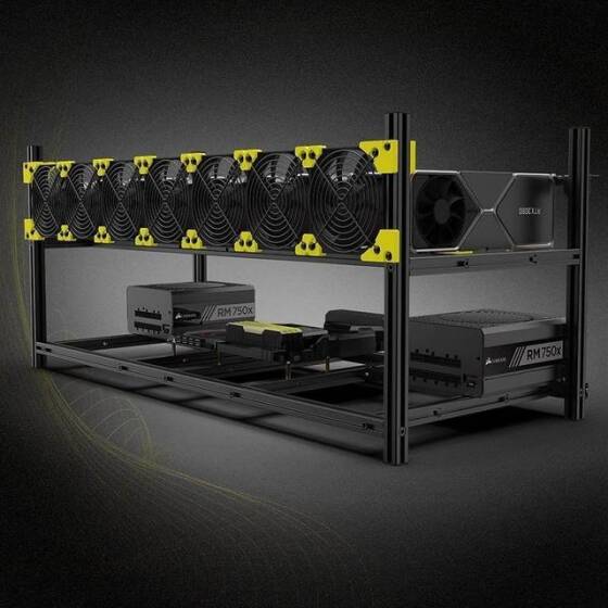 VEDDHA MINERCASE V4C 8-12GPU Aluminum Alloy Stackable Frame+7Fans+3080/3090 Dedicated Extension Transfer Card x12 Size: 880X360X380mm - 1