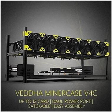 VEDDHA MINERCASE V4C 8-12GPU Aluminum Alloy Stackable Frame+7Fans+3080/3090 Dedicated Extension Transfer Card x12 Size: 880X360X380mm - 2