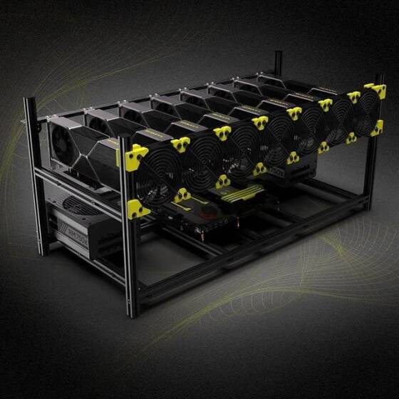 VEDDHA MINERCASE V4C 8-12GPU Aluminum Alloy Stackable Frame+7Fans+3080/3090 Dedicated Extension Transfer Card x12 Size: 880X360X380mm - 3