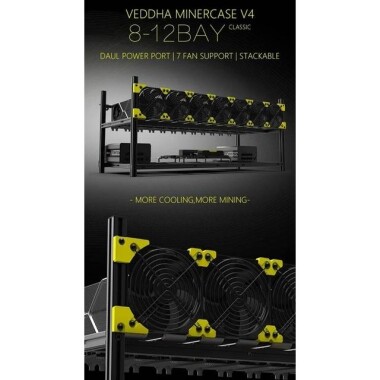VEDDHA MINERCASE V4C 8-12GPU Aluminum Alloy Stackable Frame With 3080/3090 Dedicated Extension Transfer Card x8 Size: 880X360X380mm - 2