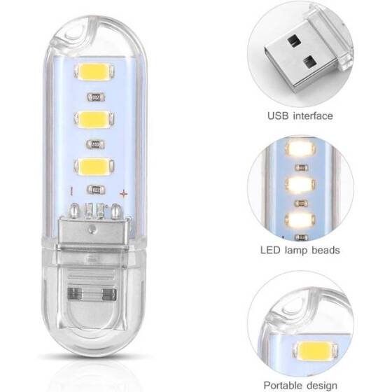 Warm Mini U-Shaped Night Light 3 Led With Touch Switch - 2