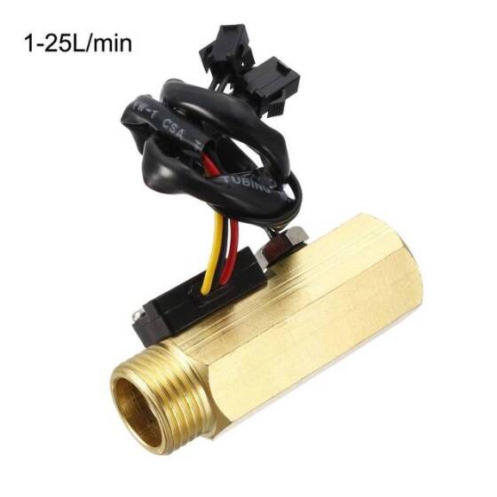 Water Flow Sensor (Sea) YF-B4 Flowmeter With Temperature Probe G1/2 1-25L/min 5-15V Brass - 2