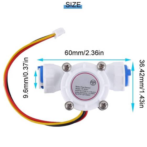 Water Flow Sensor (Sea) YF-S301 Flowmeter 0.3-10L/min 5-24V - 3