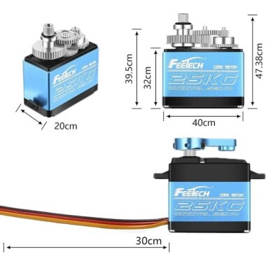 Waterproof FEETECH FT5325M 7.4V 180 Degree High Speed Metal Gear Digital Servo Torque 25kg - 3