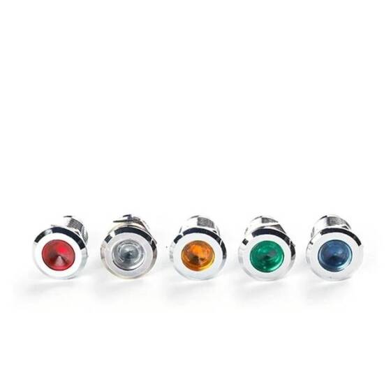 White 10-24V 12mm LED Metal Indicator Light - 3