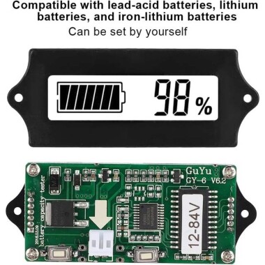 White 12V-84V Lead-Acid 3-24 Strings Lithium Battery Power Display Meter Power Display Self Setting - 5