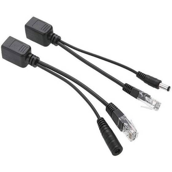 White 12V PoE Injector Adapter Cable DC Female Plug - 1