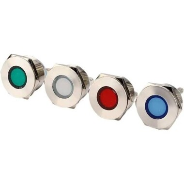 White 220V 16mm LED Metal Indicator Light - 1