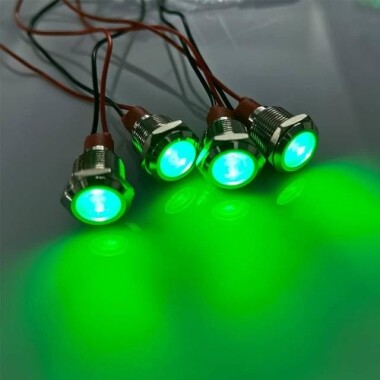 White 3-9V 12mm LED Metal Indicator Light - 4