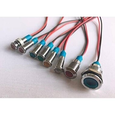 White 3-9V 8mm LED Metal Indicator Light - 2