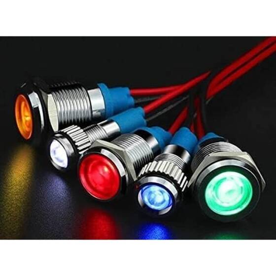 White 3-9V 8mm LED Metal Indicator Light - 3