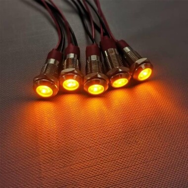 White 3-9V 8mm LED Metal Indicator Light With 15cm Cable - 2