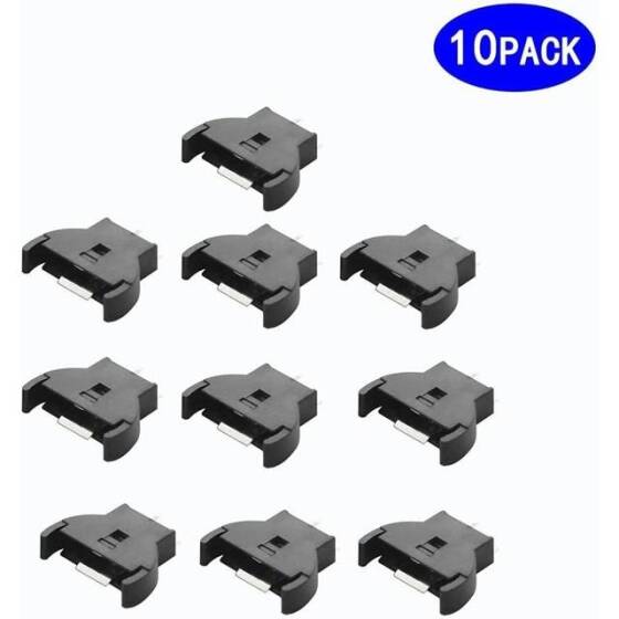 White CR2032-BS-6 Button Battery Holder PCB Type Golden Color Pin - 2