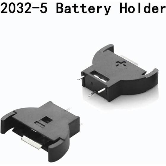 White CR2032-BS-6 Button Battery Holder PCB Type Golden Color Pin - 3