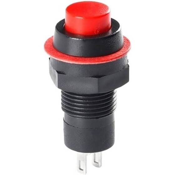 White DS-211 10mm 2 PIN Self-Locking Round Button Switch - 3