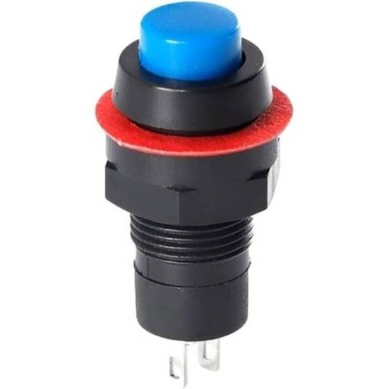 White DS-211 10mm 2 PIN Self-Locking Round Button Switch - 4