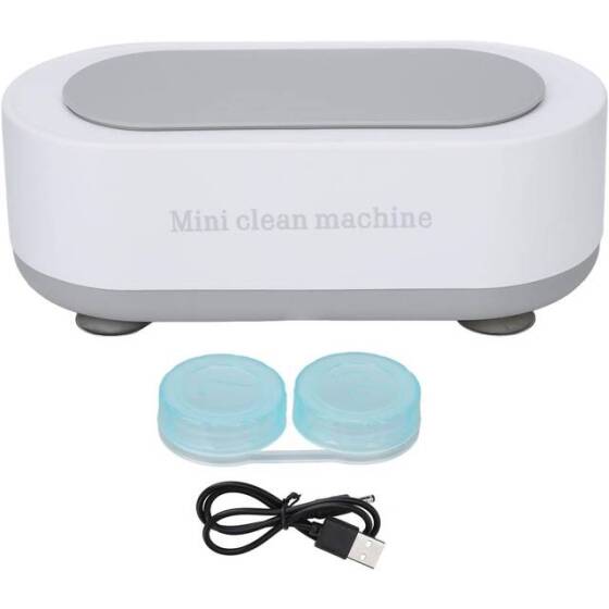White Mini Ultrasonic Clean Jewelry Watch Glasses Cleaner Machine (Without Battery) - 1