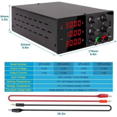 White SPPS-B605D 60V5A Color Screen Coding Double Knob DC Regulated Power Supply With Cable 220V EU Plug - 4