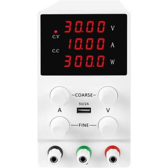 White SPS3010 30V10A Vertical Digital Tube DC Adjustable RegulaTor Power Supply With Cable 220V EU Plug - 1