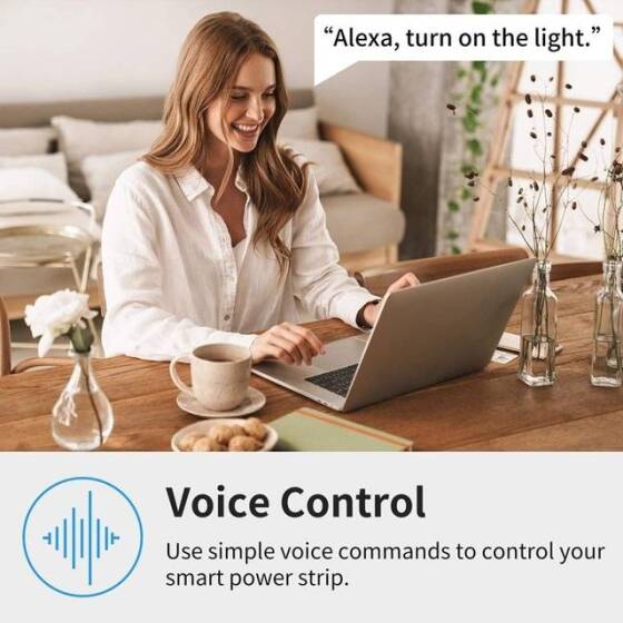 White Tuya Wifi Smart Power Strip 2 Usb AC Plug 15A 1.8M For Alexa Google Home US Plug - 3