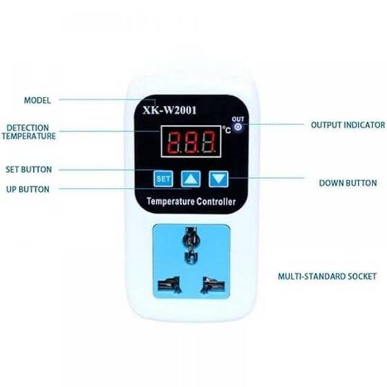 XK-W2001 AC110-220V Red Digital Thermostat Regulator Temperature Controller Microcomputer Socket With Probe 1m Cable EU Plug - 4