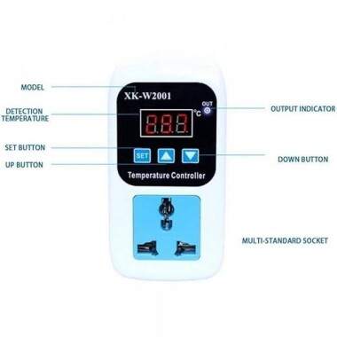 XK-W2001 AC110-220V Red Digital Thermostat Regulator Temperature Controller Microcomputer Socket With Probe 1m Cable US Plug - 4