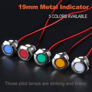 Yellow 3-9V 19mm LED Metal Indicator Light - 4
