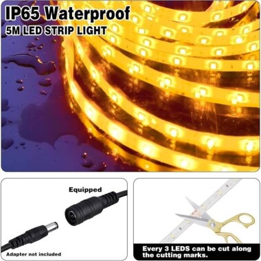 Yellow 9mm 12V LED Exposed Light String With High Quality Circuit Board 50LED/Set - 2