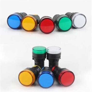 Yellow AC220V 22mm AD16-22DS LED Power Pilot Signal Light Lamp - 5