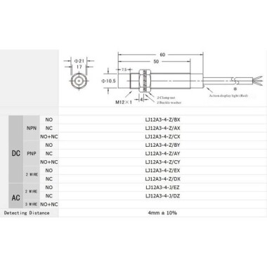 Yellow LJ12A3-4-Z/EX DC6-36V Inductive Proximity Sensor Switch Note:DC Two Wire Normally Open Random Wire Color - 2